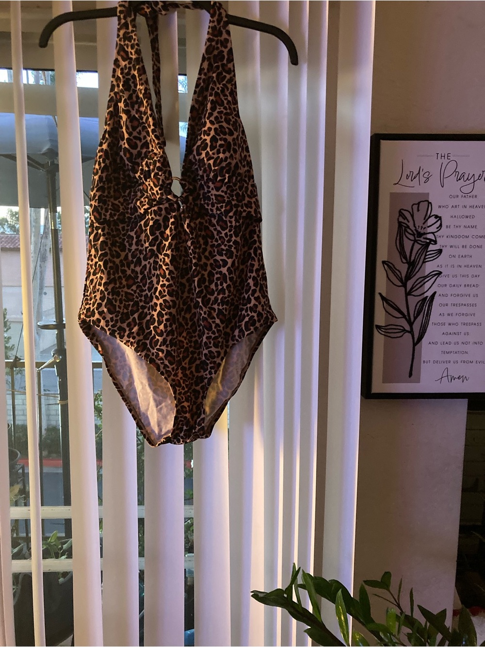 Kona Sol Leopard Print One-Piece Swimsuit in Brown and Black